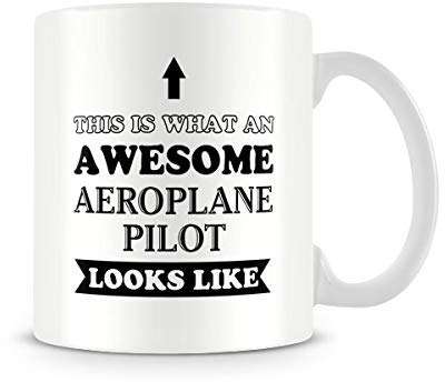 Behind The Glass - Awesome Aeroplane Pilot - Printed Funny Mug - Great Gift/Present Idea, Ceramic, 11fl.oz.