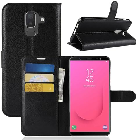 betterfon | Wallet Case Handytasche Schutzhülle Klapptasche Handyhülle Handy Tasche Schale Hülle für Samsung Galaxy J8 SM-J810 Schwarz