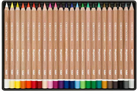 Cretacolor Megacolor Farbstifte | Künstlerstife | Extra dick für große Flächen (24 STK)