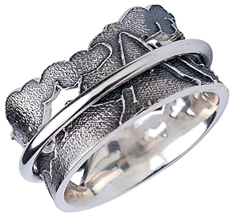 Energy Stone NIEMALS AUFGEBEN - Spinner-Ring aus Sterlingsilber (Style UK79)