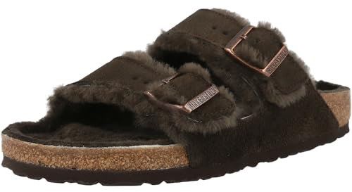 BIRKENSTOCK Unisex Erwachsene Clogs Arizona Lammfell Veloursleder normal Dunkelbraun 40