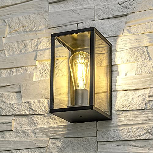 CGC Lighting Applique murale extérieure Éclairage noire, E27 ampoule remplaçable (Noir 2)