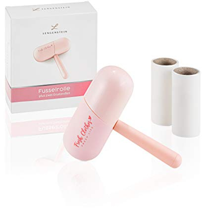 Lengenstein® Fusselrolle in rosa Fusselentferner mit zwei Ersatzrollen für Katzenhaar Hundehaar Tierhaar Kleidung Möbel Staubentferner (rosa)