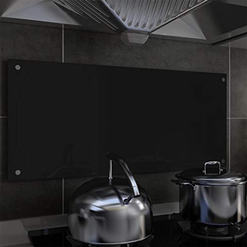 Festnight Küchenrückwand Schwarz Fliesenspiegel Glasplatte Rückwand Herdspritzschutz Wandschutz Herd Küche Hartglas 90 x 40 cm Hartglas