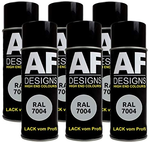 Alex Flittner Designs 6x RAL Lackspray Autolack Buntlack Spraydose RAL7004 SIGNALGRAU glänzend