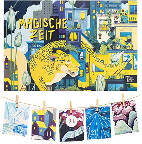 Magische Zeit - Bio-Saatgut-Adventskalender - Urbanes Gartenglück- 24 Adventskalendertütchen aus Papier befüllt mit Bio-Gemüsesamentütchen, einigen Kräutersamen und Blumensamen