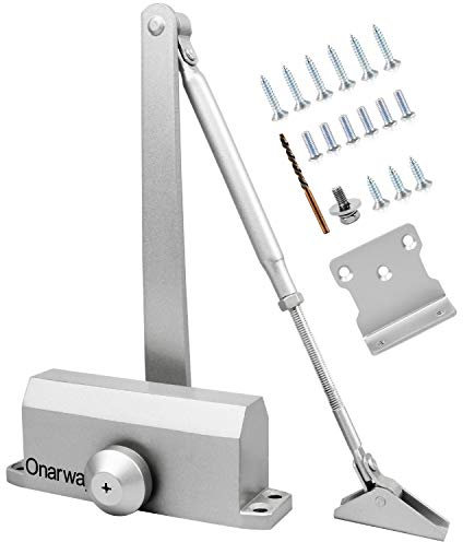 Onarway Adjustable Automatic Size 2 Spring Hydraulic Door Closer/Closure for Residential Home Use for 25~45Kg Door Easy to Install, Including Parallel Bracket