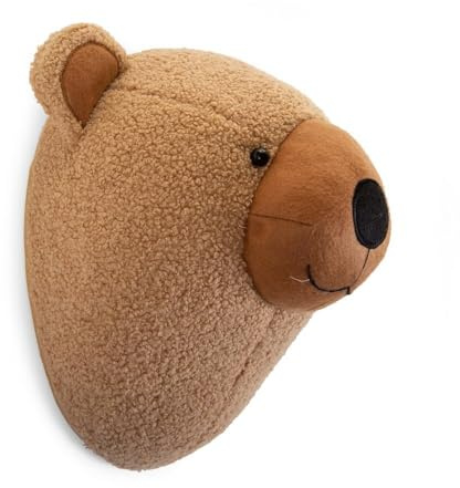 Tierkopf-Trophäe Teddybär aus Filz, 29 x 20 x 31 cm - als Wanddekoration fürs Kinderzimmer