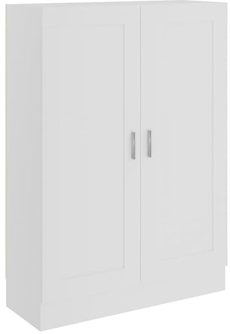 vidaXL Bücherschrank mit 3 Fächern 2 Türen Büroschrank Aktenschrank Bücherregal Schrank Aktenregal Standregal Weiß 82,5x30,5x115cm Holzwerkstoff
