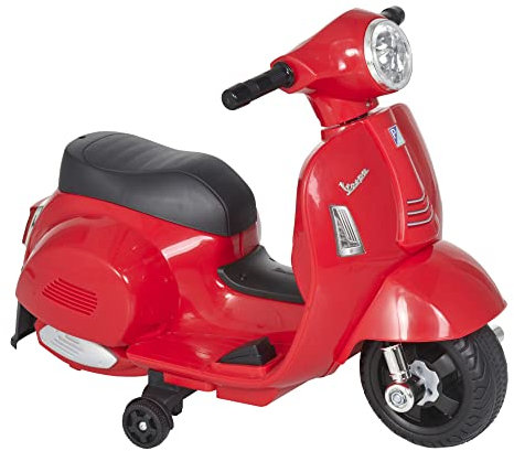 HOMCOM Vespa Licensed 6V Kids Electric Motorbike Ride On Motorcycle Battery Powered for 18-36 Months with Horn Headlight Red