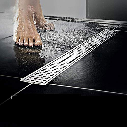 BUYAOBIAOXL Bodenablauf Dusche Lineare Duschablauf, rechteckige Edelstahlbodenablauf-Duschräume Fliesen in die Bodenrinne eingesetzt, einfach installieren ohne Bohrungen (Size : 1100x68mm)