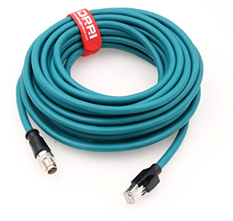 DRRI-Barcodescanner M12 X-Coded 8-polig auf RJ45 Gigabit-Ethernet-Schnittstelle, Cat 7e-geschirmtes Kabel für Cognex Ccb-84901-2001-15 (15 m)