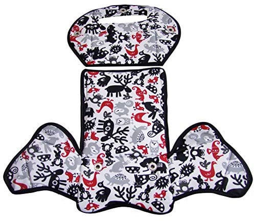 Ersatzbezug Sitzkissen Bezug [Auflage für Kinder Fahrradsitz] kompatibel mit Römer Jockey MOD 4 (schwarz rote Tiere)