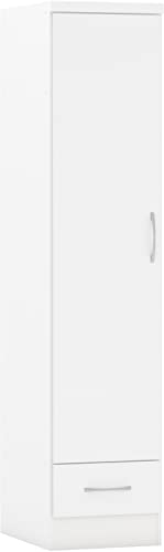 Seconique Nevada 1 Door 1 Drawer Wardrobe in White Gloss