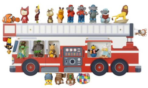 JP Journey Tonie Regal Junge Feuerwehr Magnet - Wandregal Aufbewahrung für Magnetische Figuren, Sehr Leicht aus Forex, 60 x 23 cm (Feuerwehr ohne Box-Halter)