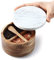 8SOM Acacia Salt and Pepper Box with Marble Lid and Embedded Spoon, Well-sealed Dust Lid, Salt Cellar Bowl Container Keeper to Storage Pepper Spice Herb Sea Salt, Dual 5 Ounce Capacity