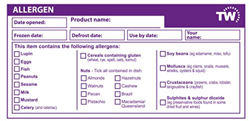 Allergen Labels 500pc Roll Food Allergen Stickers | Easy Peel, May Contain Allergy Stickers, Safe Food Label Preparation, For Catering and Commercial Kitchens