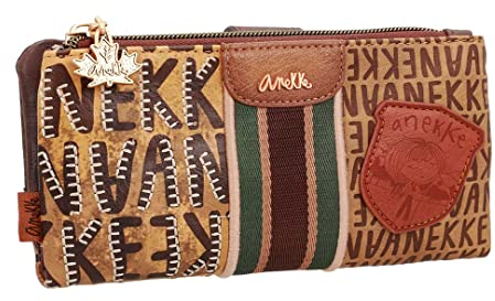 Anekke Kanada Geldbörse 18 cm - Braun, Buchstabenmuster, Damen, Wallet, Münzbeutel