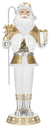 TIMSTOR - Casse-Noisette Soldatin Père Noël Blanc Or 47cm Résine LED