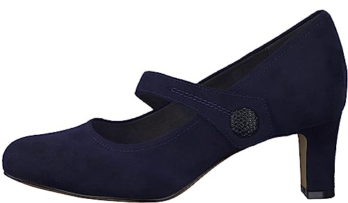Jana Damen Pumps mit Riemen mit Klettverschluss Vegan, Blau (Dunkelblau), 38 EU