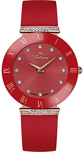 Bellevue Women's Analogue Quartz Watch with Fabric Strap E.118, red, 26MM