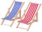 SunaOmni Miniatur Strandkorb 2 Teilig Holz Mini Deko Liegestuhl Puppe Liegestuhl Strandkorb Handyhalter Mini Liegestuhl Klappstuhl Blau/weiß Stoffsitzfläche 11 X 5 cm