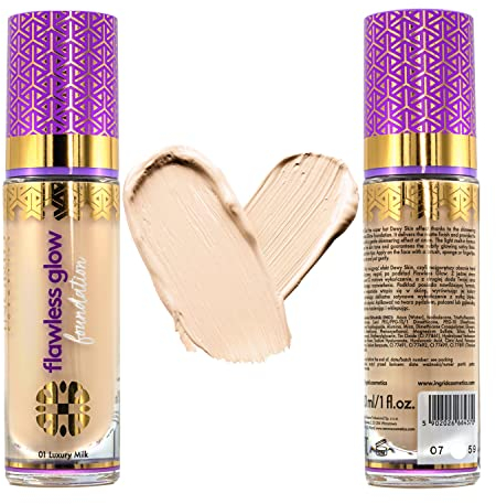 Ingrid Cosmetics - BB Cream Make-up Foundation für Mischhaut -, hoher Deckkraft & Wasserfest, Perfekte Abdeckung & Natürlicher Glow - 5 Farbtöne - 01 Luxury Milk