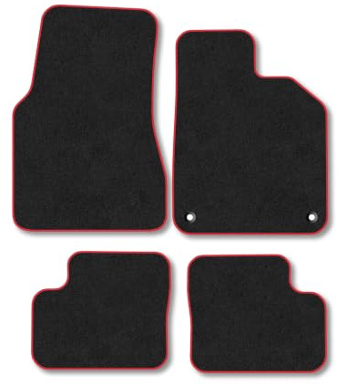 Renault Twingo (2014-2021) Carpet Car Mats | Red Edge Trim Tailored Fit Floor Mats Full Coverage Protection Accessories Easy Clean Anti Slip Made in the UK