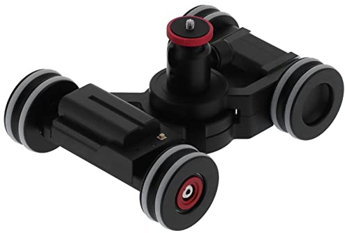 4-rädrige Motorisierte Kamera Video Auto Dolly mit Kugelkopf, Elektrische Schiene Schienengleiter Dolly Auto Cine Dolly mit Telefonclip für DSLR Kamera Camcorder Smartphone