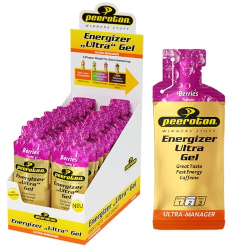 Peeroton Energizer Ultra Gel Berries - Isotonic Energy Gel für maximale Ausdauer mit 26.5 g Kohlenhydraten, wirkt nach 2-5 Minuten, Power Gel - leicht verdaulich und bekömmlich, 40 ml (24er Pack)