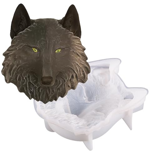Yayatty Epoxidharz Formen, Tier Gießform Harz Form Wolfskopf Silikonform Epoxidharz Gießform Resin Formen für DIY Harz Casting Wand Desktop, Schränke Halloween Home Decor