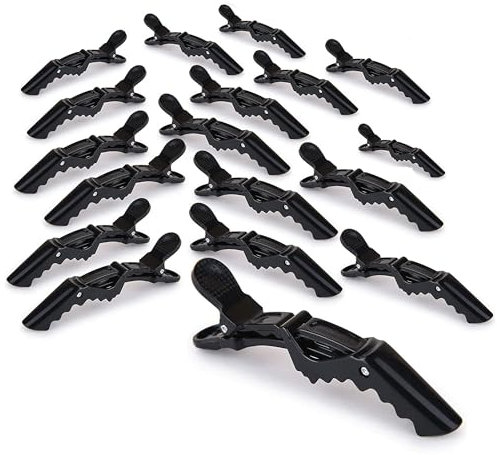 Zoyle 18 pinzas profesionales de cocodrilo para el pelo de plástico para mujer, pinzas de corte con agarre antideslizante. Dientes anchos de cocodrilo para peinar grueso/fino