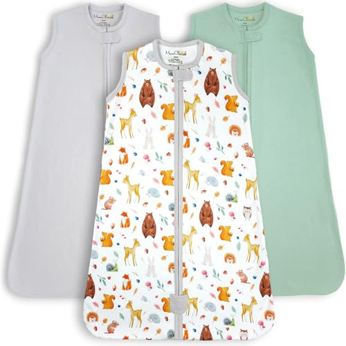Babyschlafsack aus Bio-Baumwolle 0.5 TOG Sommer Schlafsack 3er-Pack | Atmungsaktiv, leichter Sommerschlafsack aus GOTS- und OEKO-TEX-zertifizierter Bio-Baumwolle für 6–12 Monate von Mama Cheetah