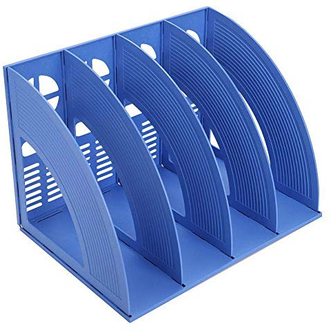 Elezeal Porte-documents A4 pour magazines, dossiers, classeurs, organiseurs de bureau, compartiments, boîte à papier, serre-livres pour le bureau, la maison et les étagères de rangement (bleu, 4