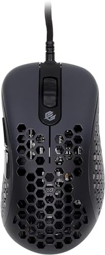 Gwolves Skoll Mini SK-S Souris de Jeu Ergonomique ultralégère en nid d'abeille avec capteur 3389 - Patins en PTFE - 16 000 DPI - Câble détachable (Noir) - Taille S - 50 g