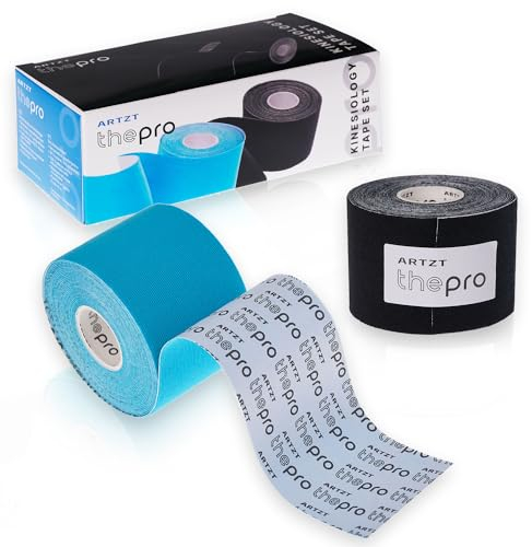 ARTZT thepro Kinesiologie Tape 2er-Set | Kinesiotape 5m x 5cm | Hypoallergen, hautfreundlich & wasserfest | Kinesio Tape für Sport | Kinesiotapes & Medizinisches Band | Physio Band | Kinesiotapes Knie