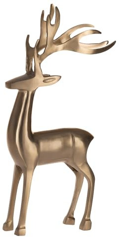 EGLO LIVING Deko Rentier Baligian, Weihnachtsdeko Fensterbank, Herbstdeko Wohnzimmer, Weihnachtsfigur Hirsch REH, Tischdeko Weihnachten Herbst, Metall in Gold, H 44,5 cm