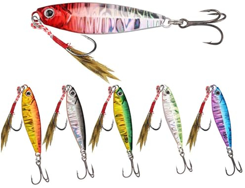 Hezhou 6 Stück Bleikopfspinner 8.5g Hecht Köder Angelköder Barsch Köder Zander Köder Angelköder Set Angel Köder Spin Jig Spinner Baits Spinjig für Barsch, Hecht, Rapfen, Zander und Wels (weiß)