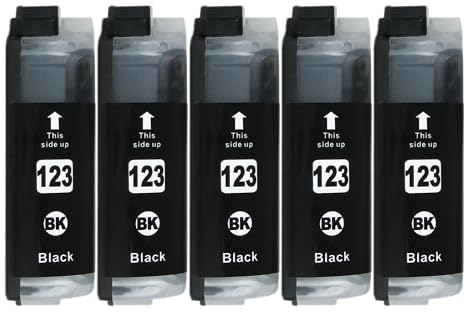 5 XL Druckerpatronen kompatibel zu LC-123 BK Schwarz für Brother MFC-J470DW MFC-J870DW MFC-J4410DW MFC-J6720DW MFC-J6920DW DCP-J132W DCP-J152W DCP-J172W DCP-J552DW DCP-J752DW DCP-J4110DW