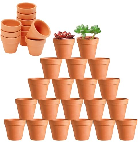 HDKAJL 40 Pezzi Terracotta Pot, Pentole per Piante di Argilla, Mini Vaso Terracotta con Foro di Scarico, Fioriera in Ceramica per Piante Succulente di Cactus per Interni/Esterni