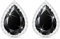 Linawe Black Silver Stud Earrings for Women, Imitation Diamond Cubic Zirconia Teardrop Rhinestone Crystal Earrings Studs, Cartilage Statement Unique Dainty Costume Jewellery Vintage