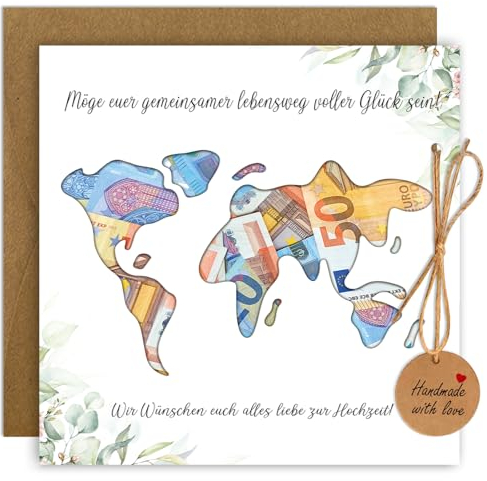 Geldgeschenk Hochzeit mit Umschlägen, Personalisierte Hochzeitsgeschenke für Brautpaar, Hochzeitskarte Geldgeschenk Weltkarte, Geldgeschenke Verpackung Hochzeit, Weltkarte Hochzeit Geldgeschenk Reise