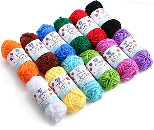 12 Pack Crochet Yarns Acrylic Wool Soft Yarn Skeins 15g | Knitting Yarn, Assorted Starter, For Crocheting and Knitting Craft Project