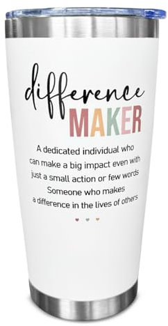 SOL VIBES Difference Maker Tumbler, 20 Oz Stainless Steel - Motivational, Office, Work Gifts for Women - Anniversary, Christmas, Birthday, Thank You Gifts for Boss, Leader, Employee, Coworker, Teacher