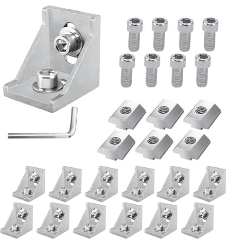 12 Stück Befestigungsmaterial Winkel Aluprofil 40x40 Nut 8 M8 Aluprofil Befestigung Satz Winkelverbinder Aluprofil 40x40 Nut 8 Zubehör Alu Winkelprofil 40x40 Item Profil 40x40 Aluwinkel 40x40