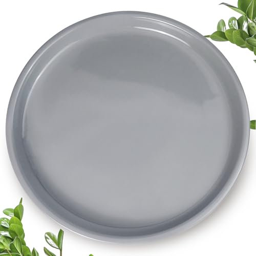 EPFamily Sottovaso per piante da 25,4 cm, in ceramica per vasi, sottovaso per piante per interni, vassoio raccogli acqua per piante per esterni, grande sottovaso per vasi da fiori, piatti rotondi per