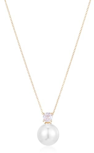 Yolev Perlenschmuck Kette mit Perle Braut Perlen Anhänger Halskette Perlenanhänger Schmuck weiß Süßwasserperlen Choker Halskette für Frauen und Mädchen