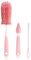 Goupillon Biberon Silicone 3 en 1, Brosse Biberon Bébé, Tétine et Paille, sans BPA, Durable et sans Rayures, pour Toutes Les Tailles de Biberons, Convient pour Verre/PPSU/PP/Silicone, (Rose)