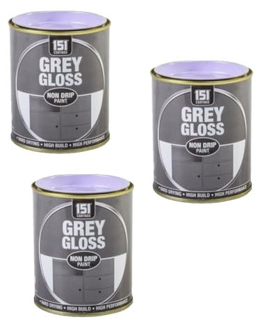 PEBBLE HUG Grey Gloss Non-Drip Paint, Quick-Drying, Long-Lasting, DIY Enthusiasts, Ideal for Wood, Metal, Plastic, Furniture, Doors, Interior and Exterior Use, 300ml (3 Pcs)