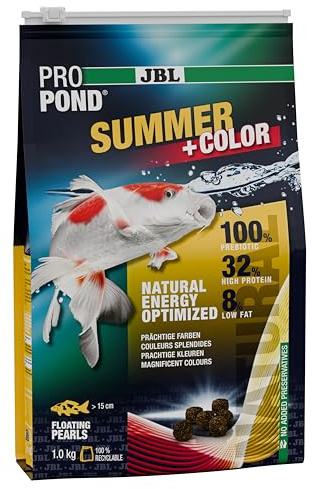 JBL PROPOND Summer+Color 1,0kg (3 L) | Sommerfutter Granulat für Koi & andere Teichfische | Fördert Farbausbildung & leicht verdaulich | Schwimmend | ab 20 °C